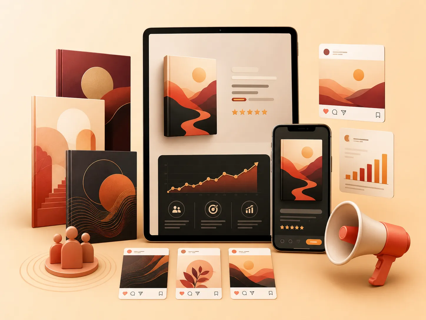 Abstract visual representing eBook marketing services